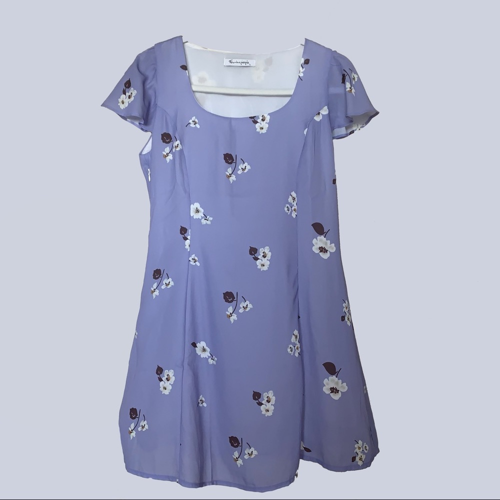 Lavender flowy dress with flowers